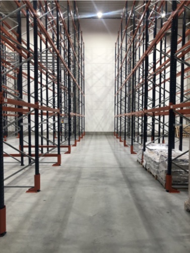 Warehouse hall with pallet racking